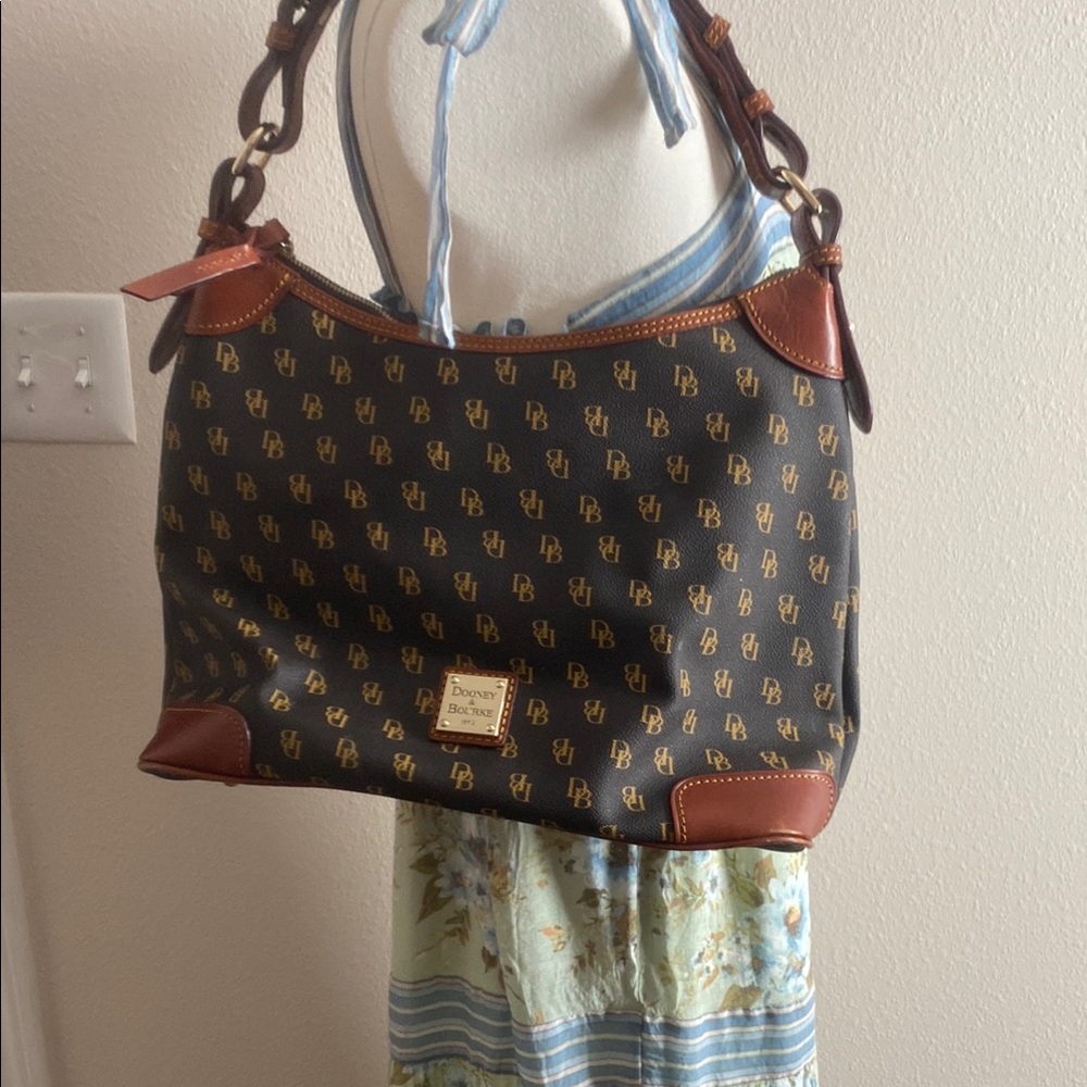 Dooney & Bourke Brown Leather Trim Shoulder Bag